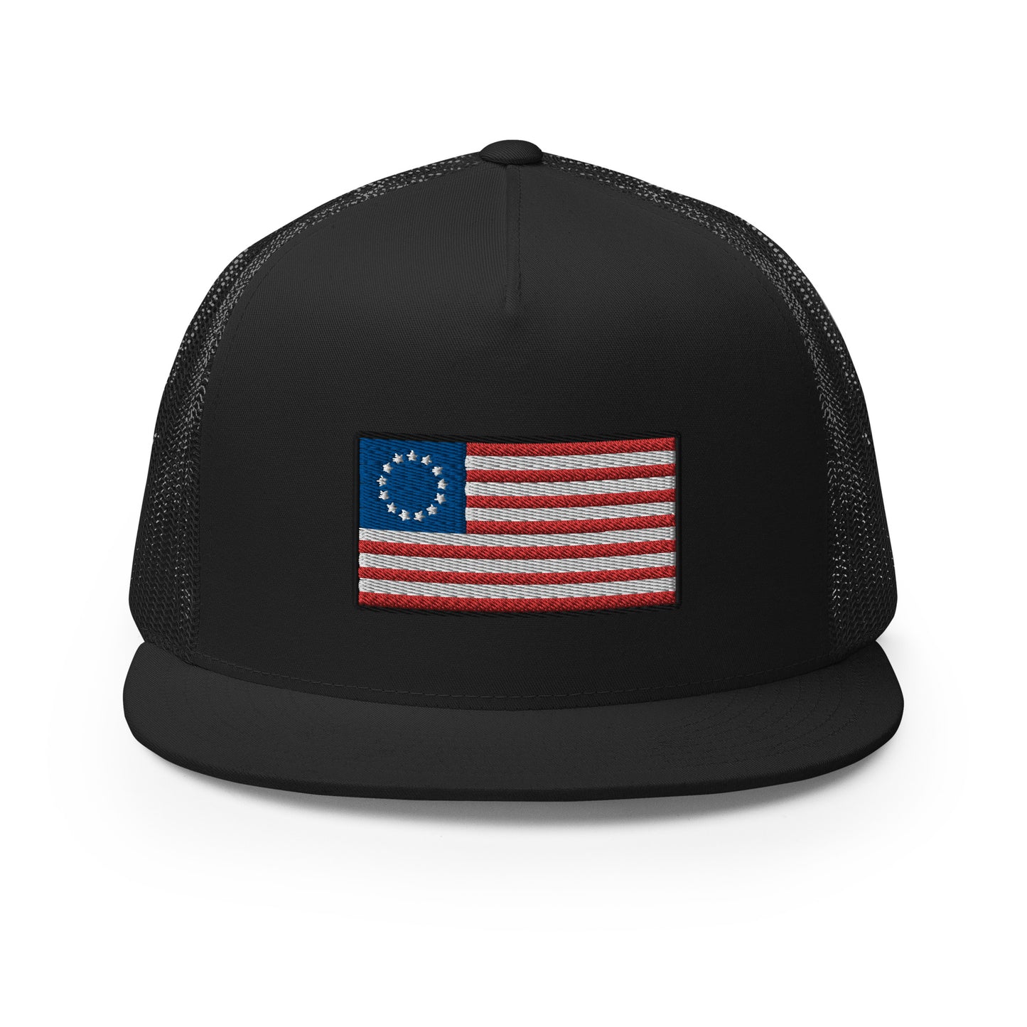13 Star Betsy Ross Flag Flat Bill Trucker Hat