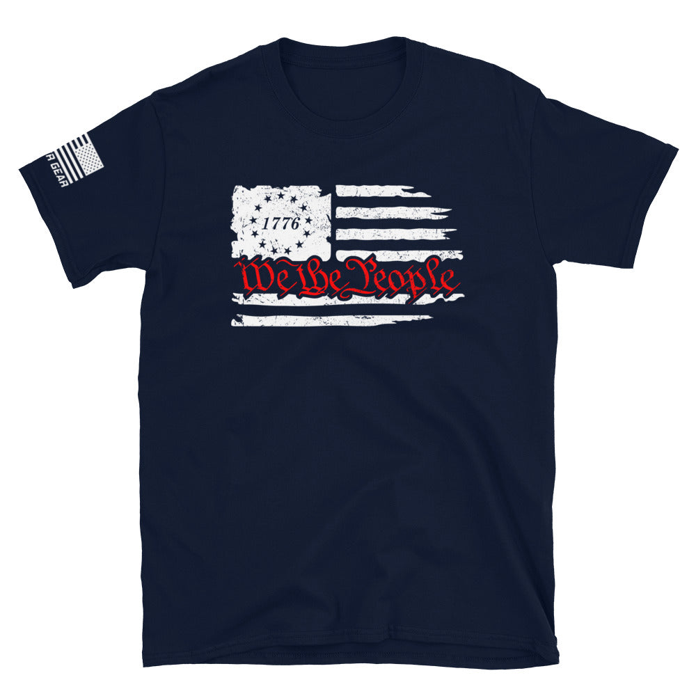 We The People Distressed 1776 White Flag Shirt