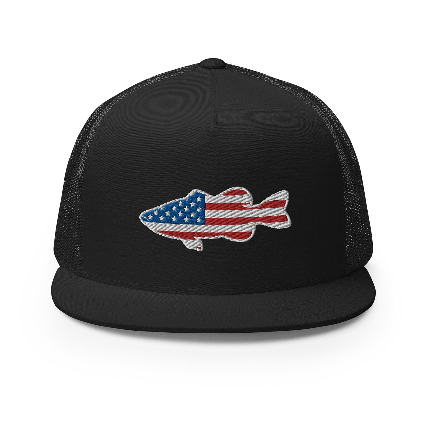 Bass Fishing Flag Flat Bill Trucker Hat