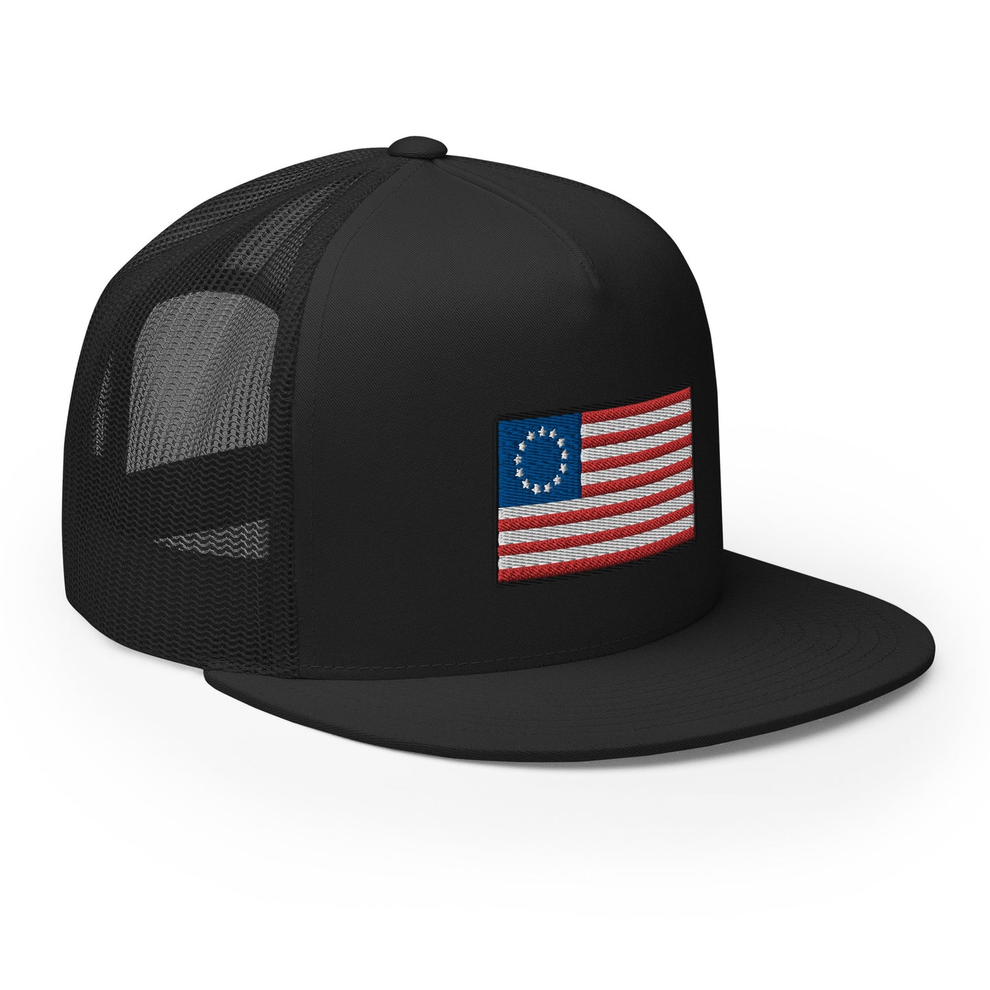 13 Star Betsy Ross Flag Flat Bill Trucker Hat