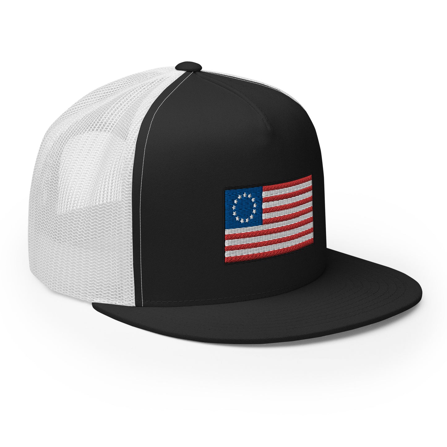 13 Star Betsy Ross Flag Flat Bill Trucker Hat