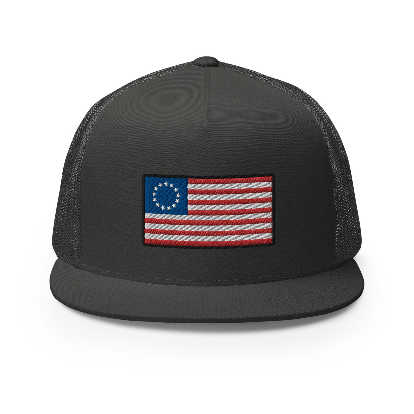 13 Star Betsy Ross Flag Flat Bill Trucker Hat