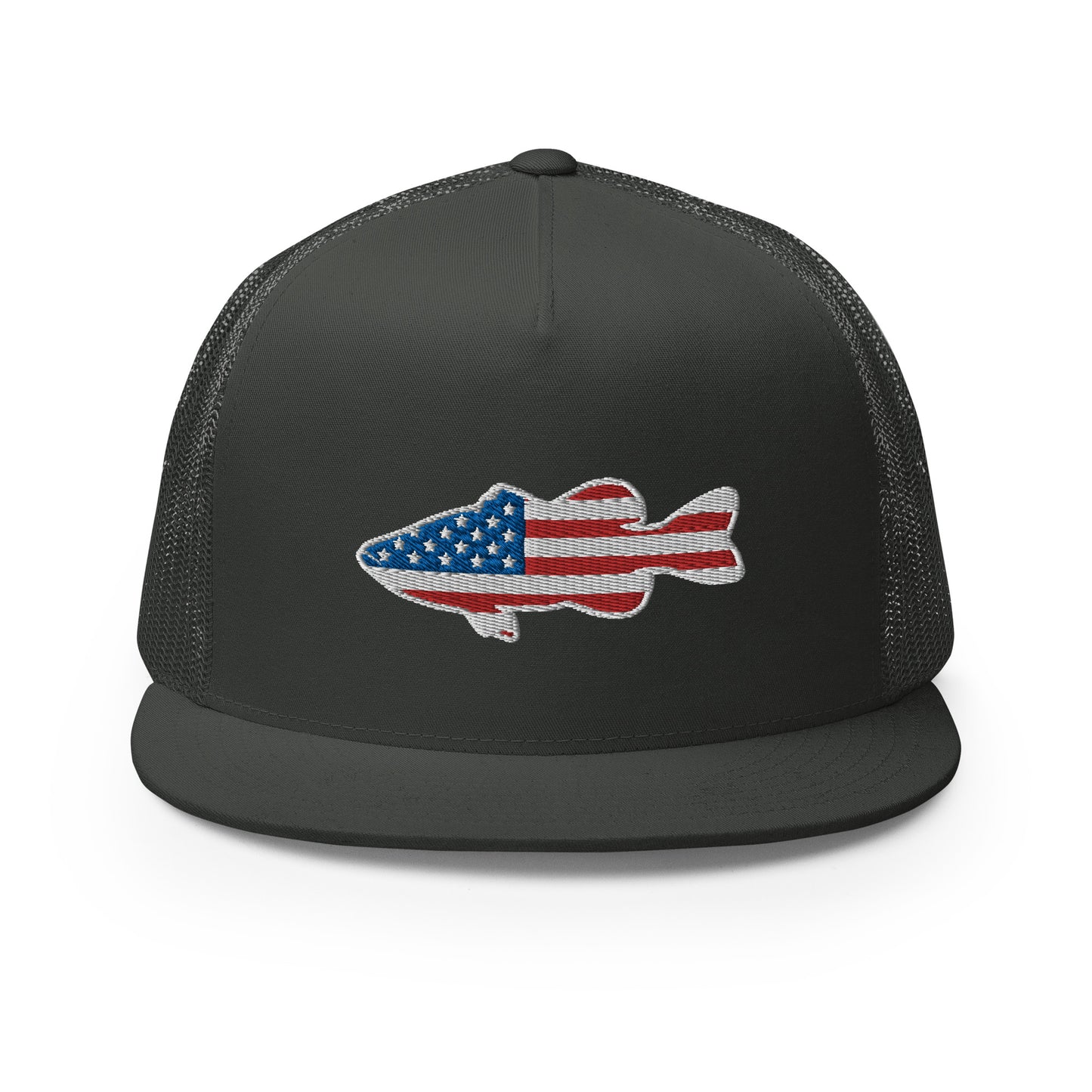 Bass Fishing Flag Flat Bill Trucker Hat