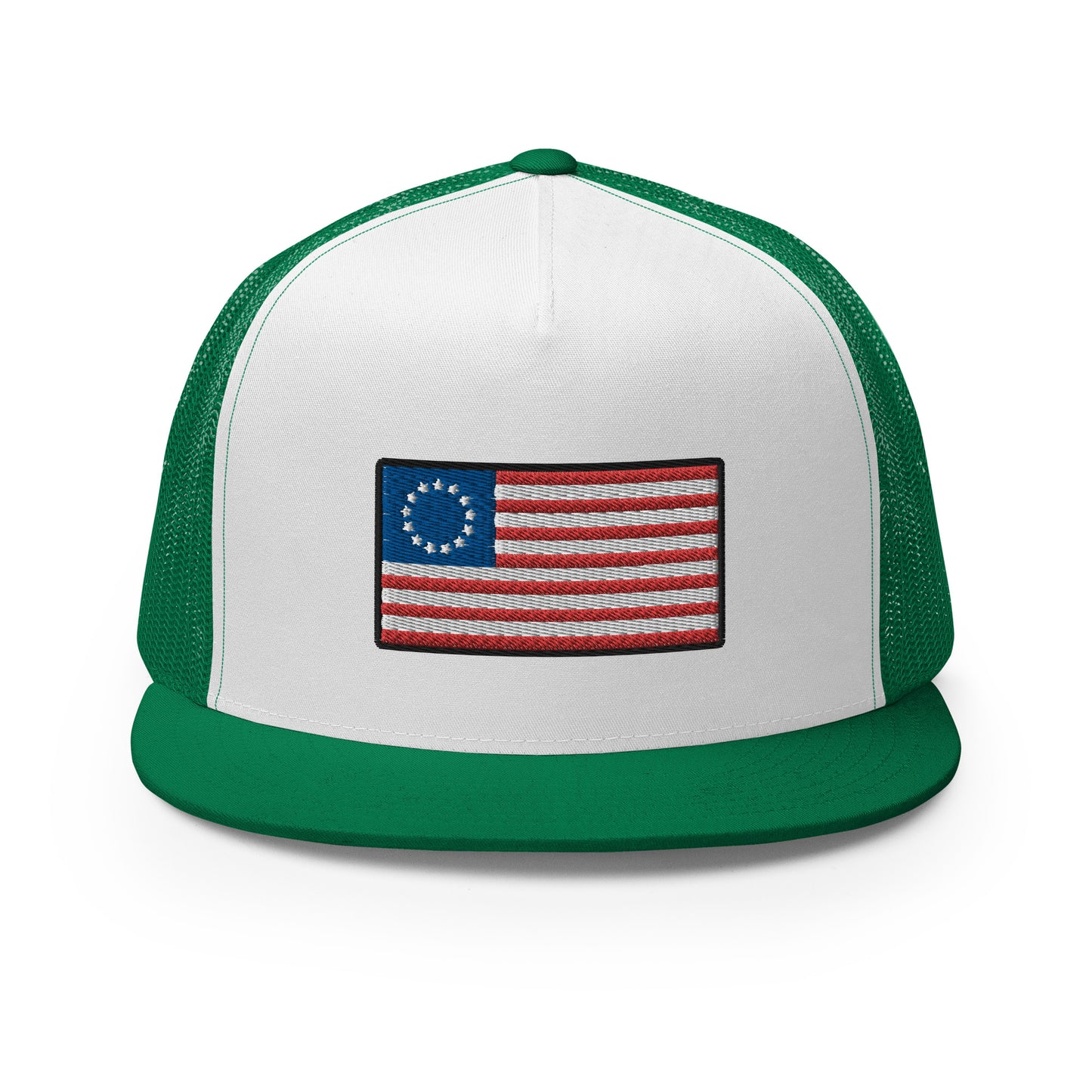 13 Star Betsy Ross Flag Flat Bill Trucker Hat