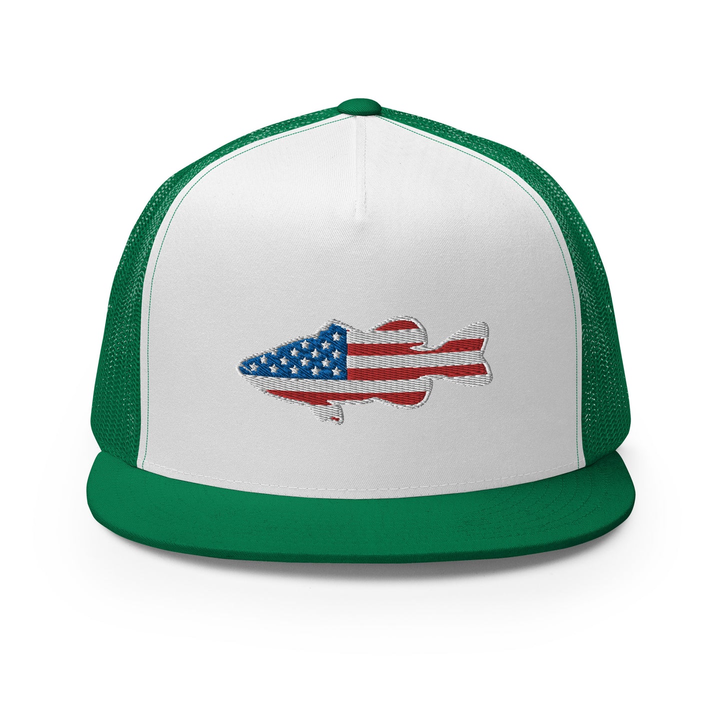 Bass Fishing Flag Flat Bill Trucker Hat