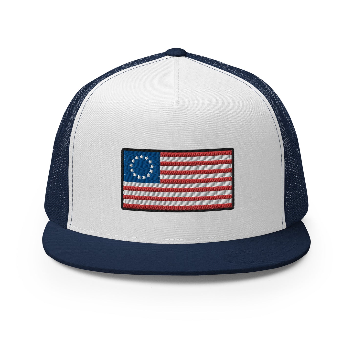 13 Star Betsy Ross Flag Flat Bill Trucker Hat