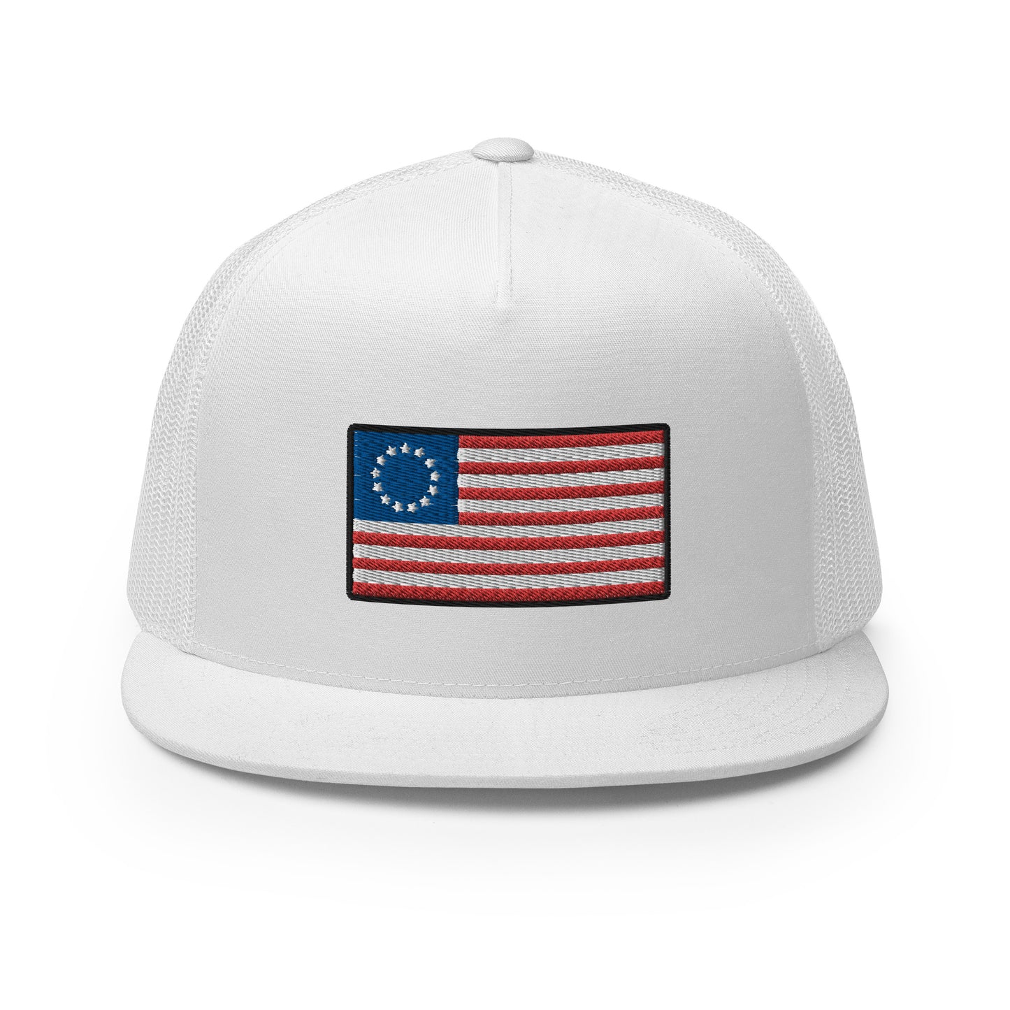 13 Star Betsy Ross Flag Flat Bill Trucker Hat