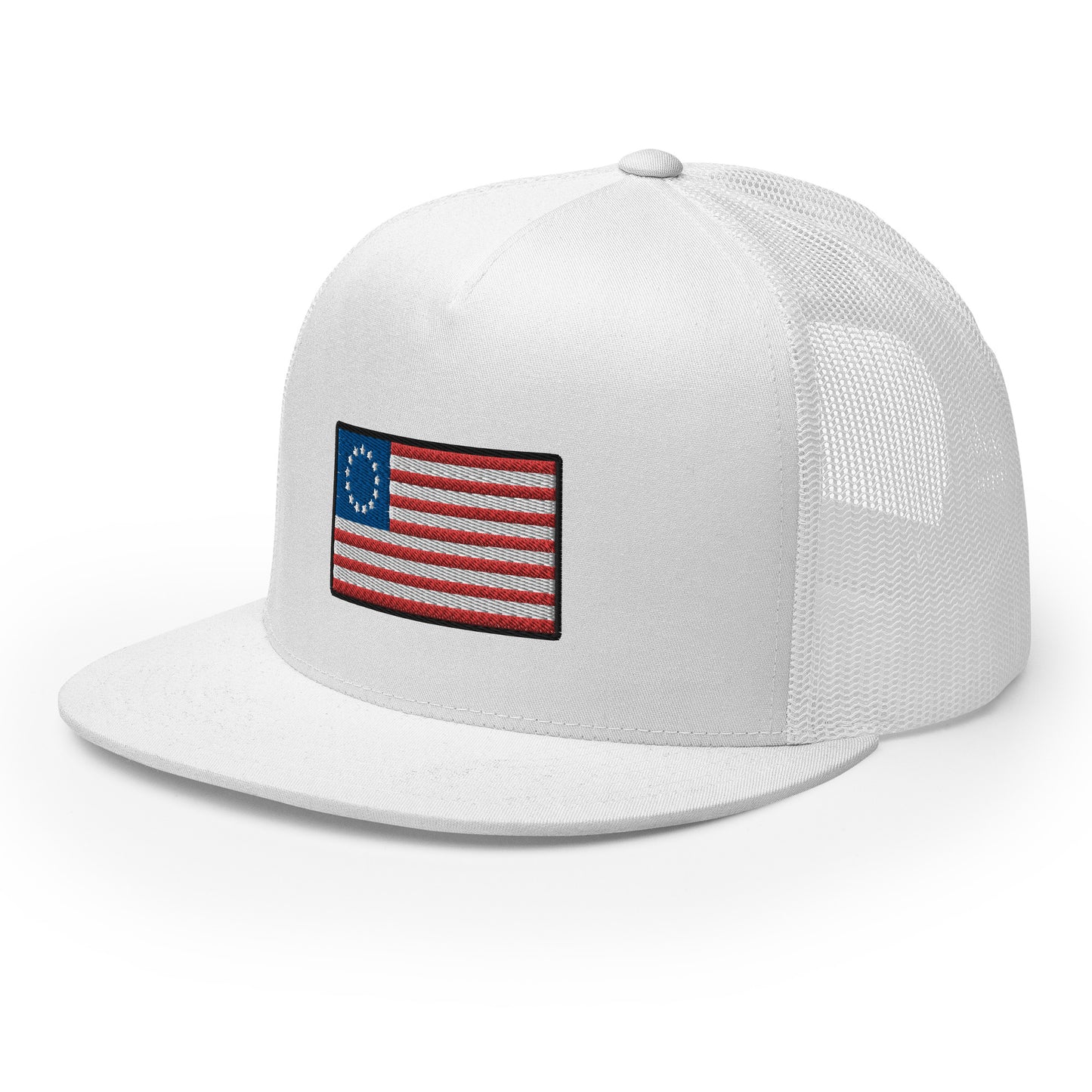 13 Star Betsy Ross Flag Flat Bill Trucker Hat