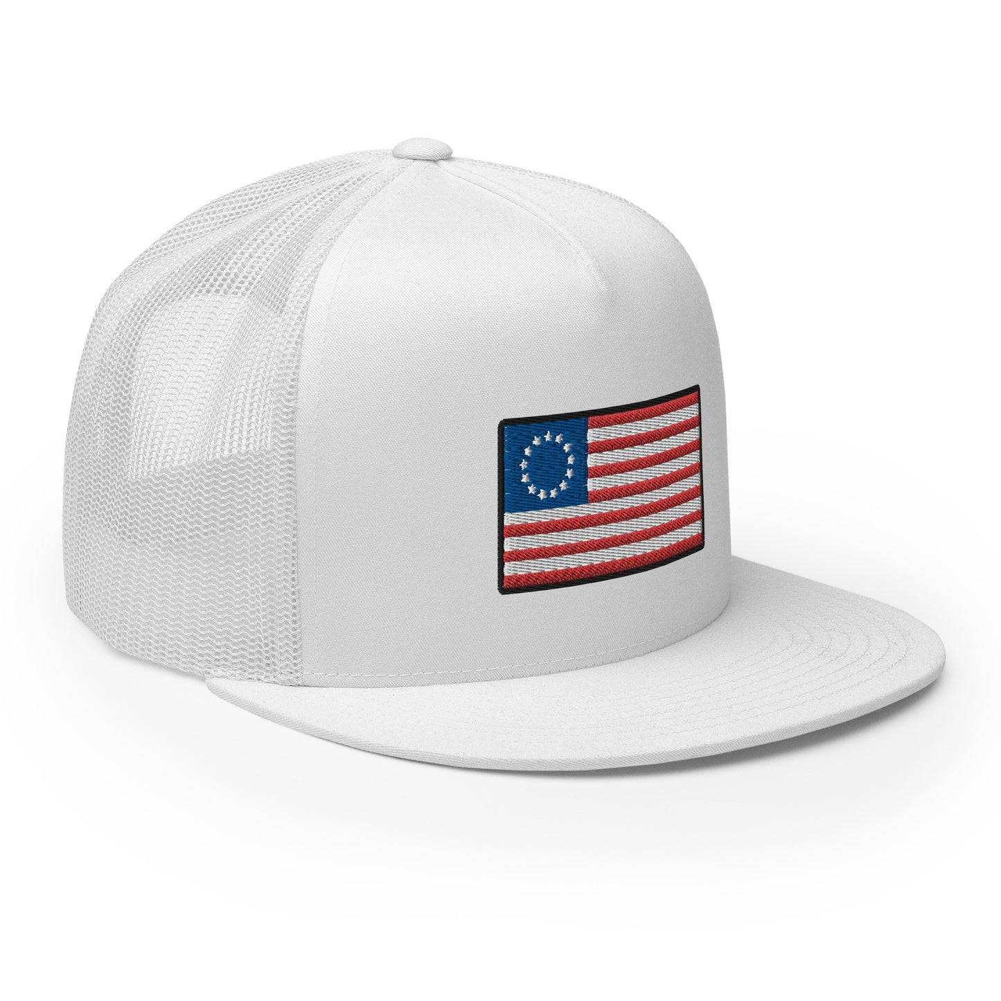 13 Star Betsy Ross Flag Flat Bill Trucker Hat