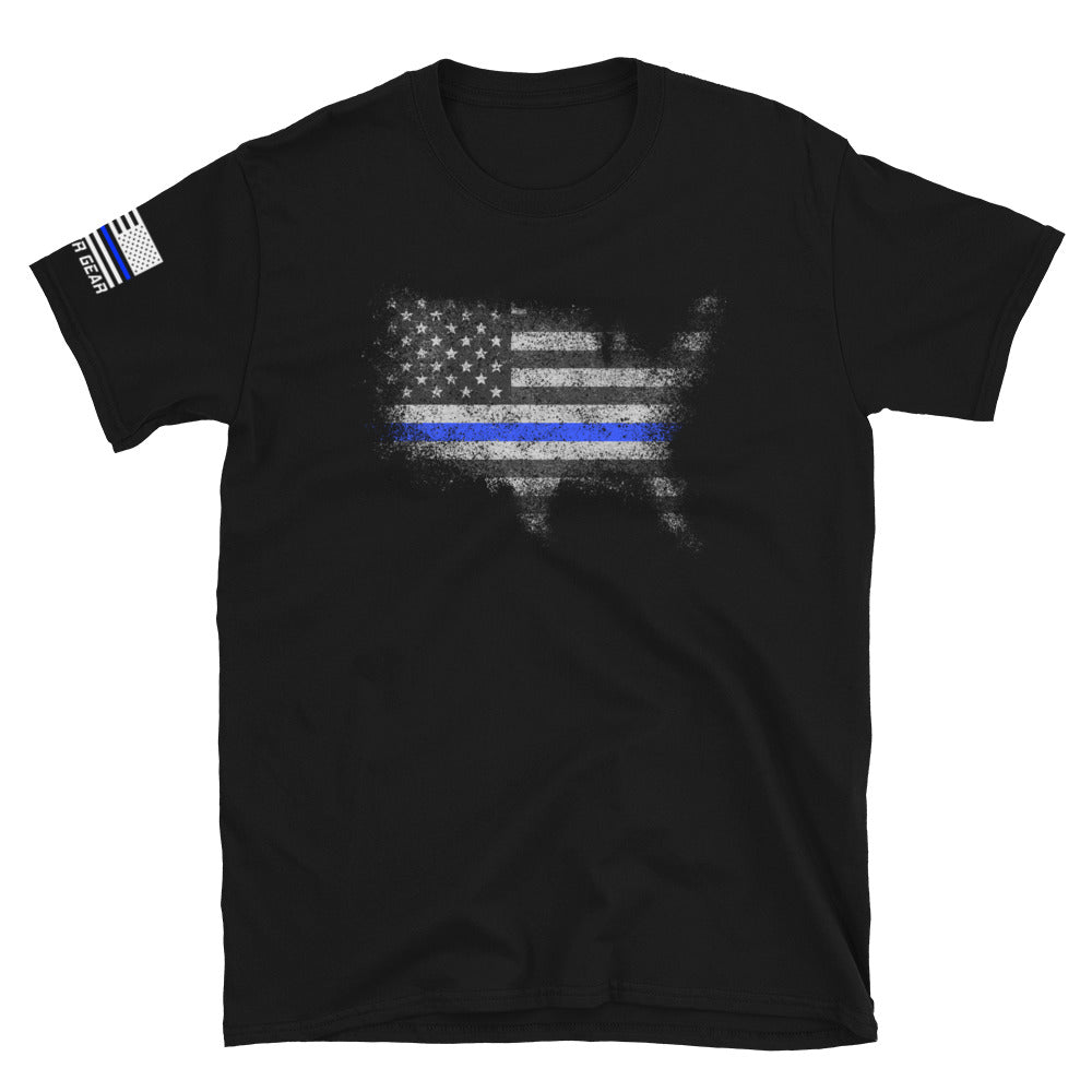 Distressed Thin Blue Line US Map